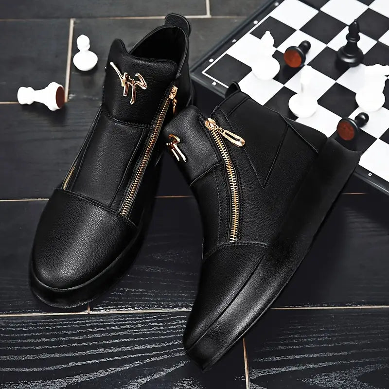 Luxe Zip Leather Sneakers